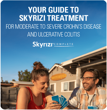 Your guide to SKYRIZI treatment for moderate to severe crohn’s disease and ulcerative colitis. Skyrizi Complete logo.